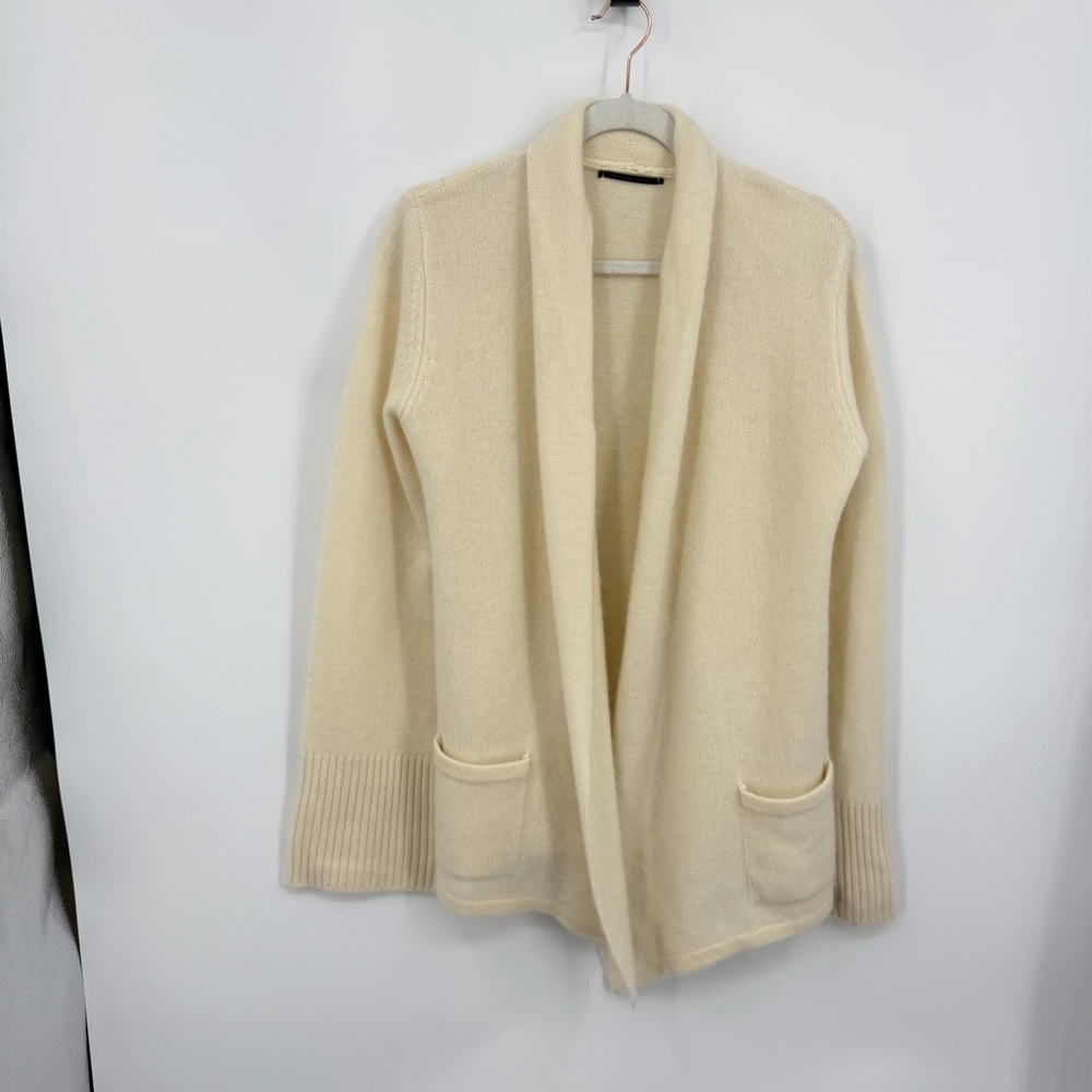 brazeau tricot‎ 100% cashmere cardigan cream sz M 3